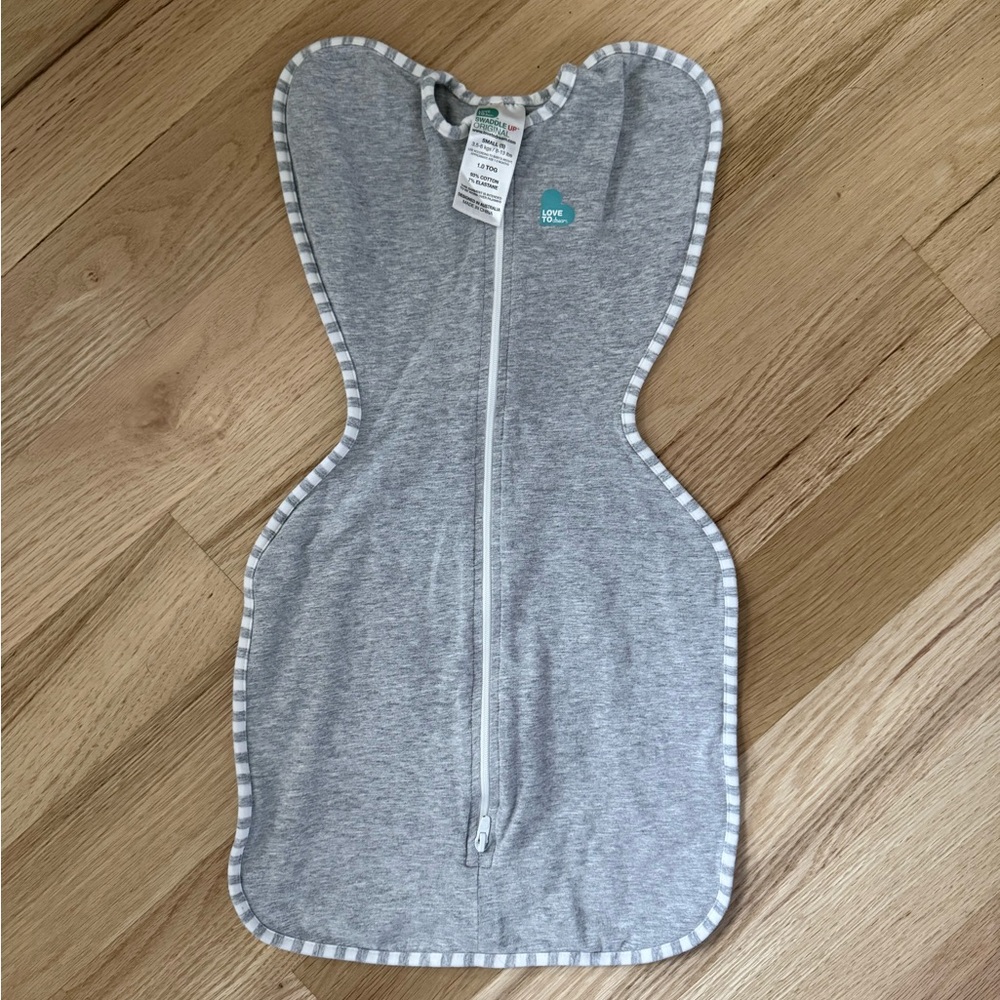 Love to Dream Gray Swaddle with White Trim
